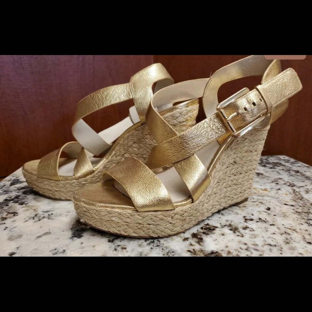 Michael Kors gold wedges size 8.5